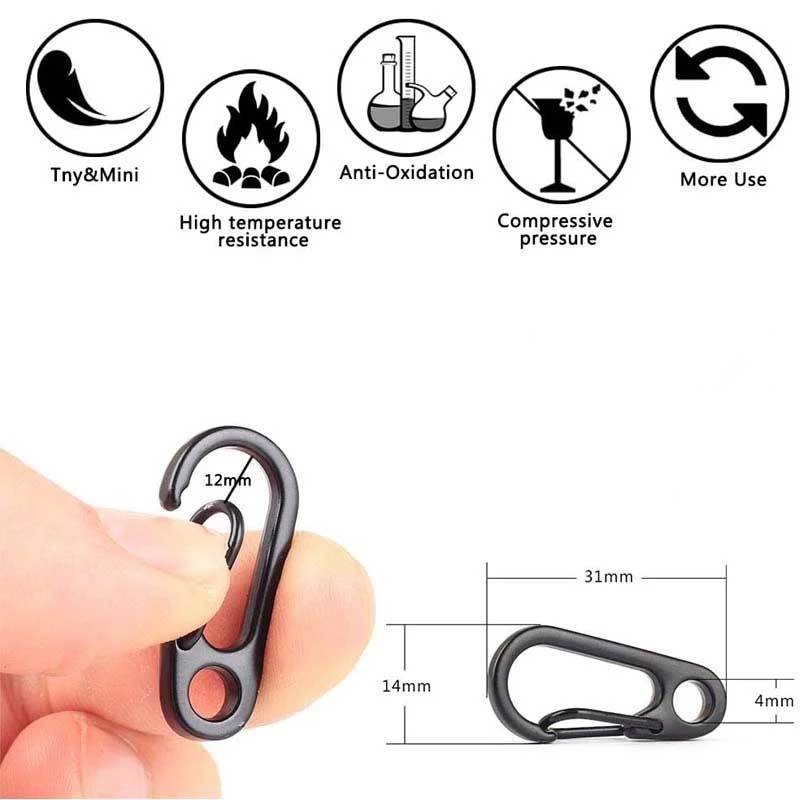 5pcs / Set Gantungan Kunci Carabiner Mini Bahan Metal Untuk Camping / Hiking / Outdoor