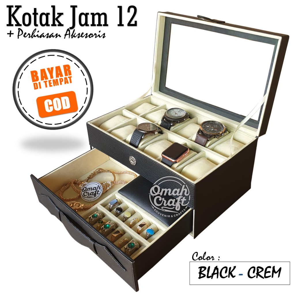 2KG PROMO MURAH Box Jam Tangan isi 12 Tempat Perhiasan &amp; Aksesoris Cincin Kalung Gelang / Kotak Jam