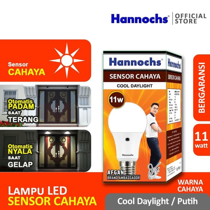 Hannochs Light Sensor 11 watt Bola Lampu Bohlam LED Sensor Cahaya