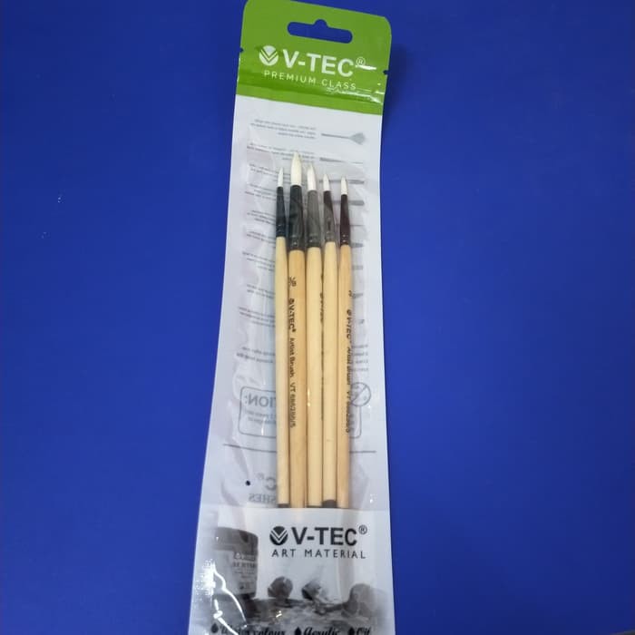 

V-Tec Brush VT-686286 Set 5 / Kuas Lukis Set 5 / Kuas V-Tec / Kuas V-tec isi 5 / Artist Brush