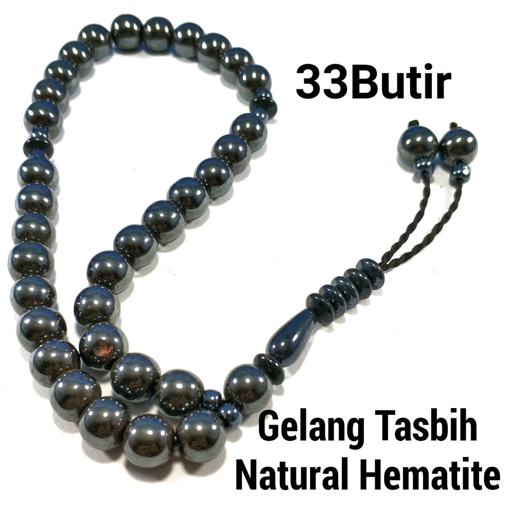 TASBIH NATURAL HEMATITE - BADAR BESI 8MM MODEL BULAT 33BUTIR DIJAMIN ASLI