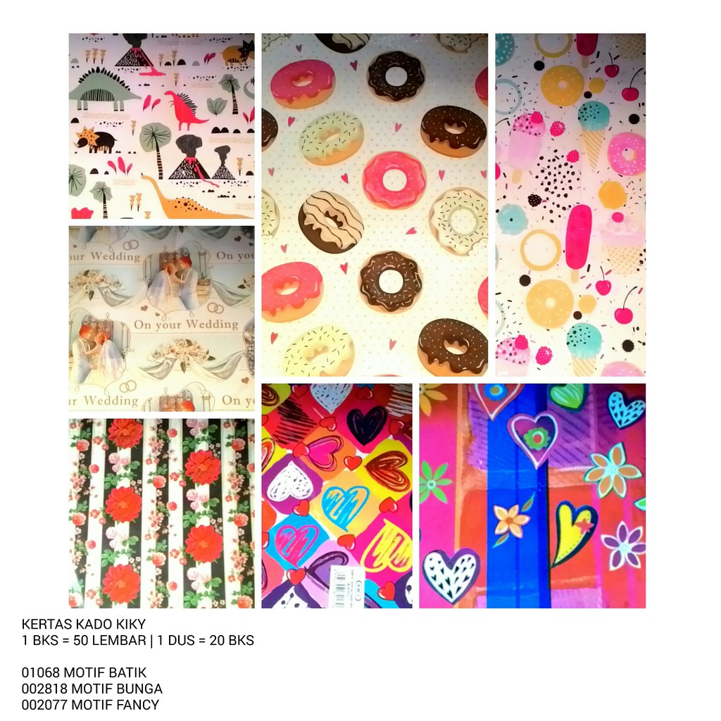 

Kertas Kado Kiky/Kertas Kado/Pembungkus Kado (1BKS = 50LBR)