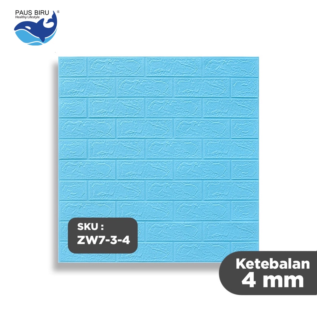 Wallpaper Dinding 3D bata / wallpaper 3D Foam 77x70cm Tebal 4mm High Quality | 4 mm Wallfoam | Bata-BIRU 4MM