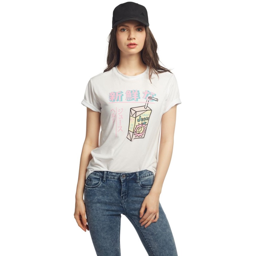 OVS 100% Cotton Basic T-Shirt with Print - Pakaian Wanita - 477176 - Agogeo