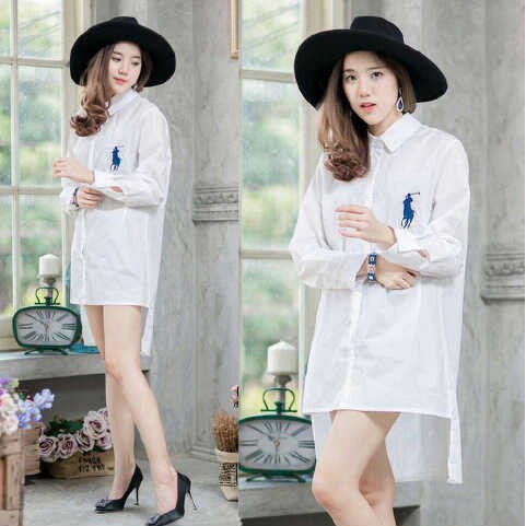 blouse wanita / top korea /top wanita [Hem pollo new putih FT]blouse wanita katun putih 85ZFD