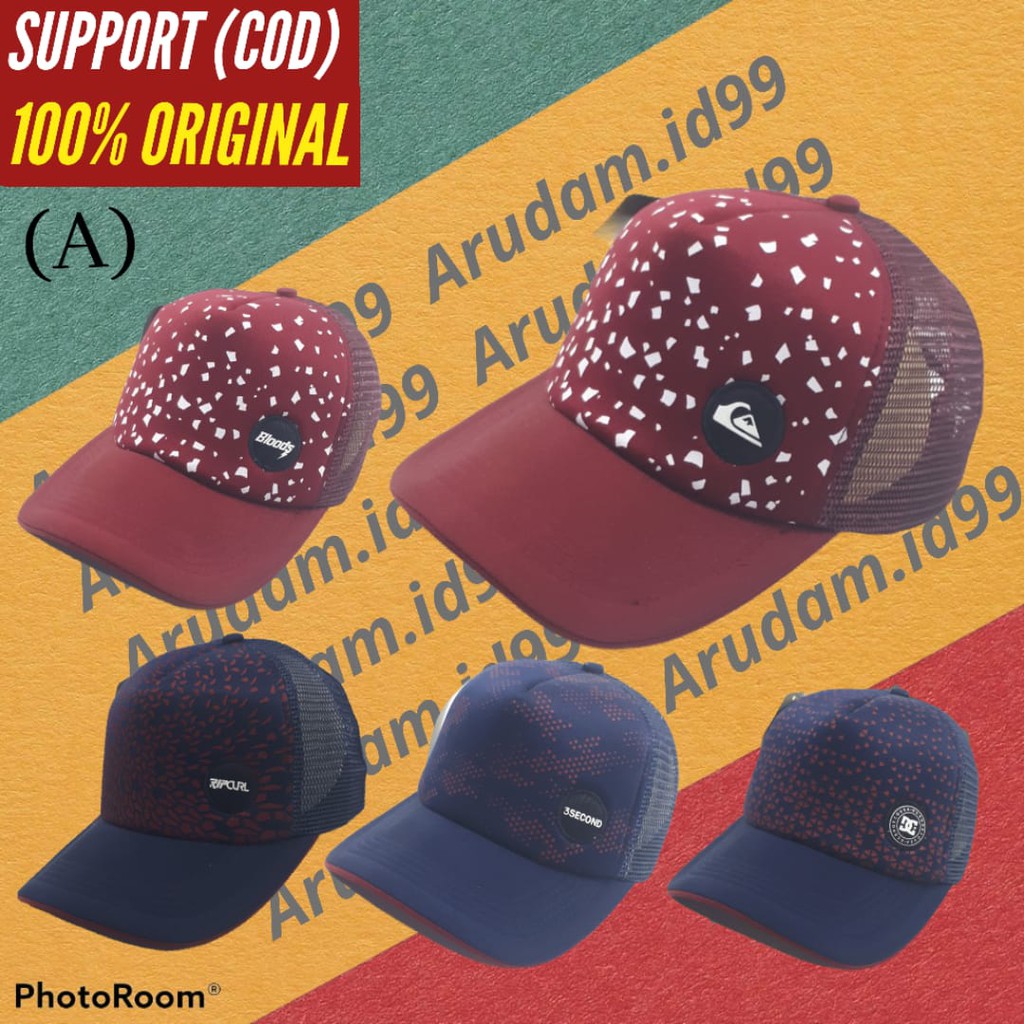 Promo Topi Casual Pria Terbaru Basebal Jaring Warna Biru Merah Banyak Pilihan Logo Distro