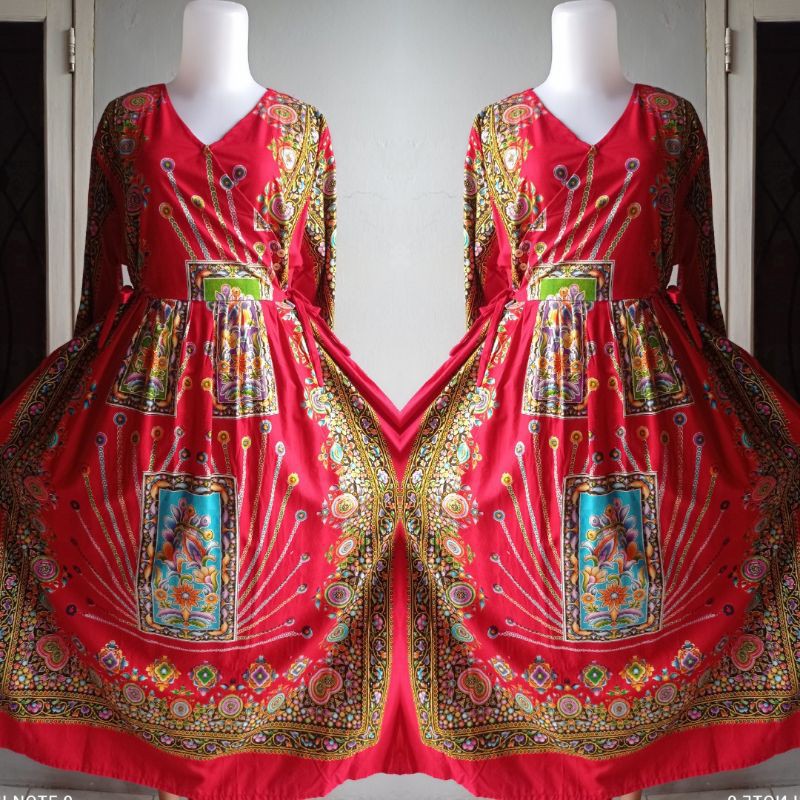 longdres daster batik gajah putih prada busui jumbo