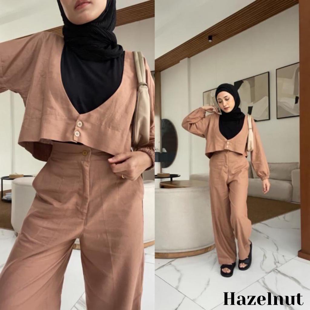 Tq88indonesia Fashion Stelan Cardigan Wanita Lengan Panjang / Set hailey / One Set Hailey / Setelan Cewek Celana Panjang Kekinian / Busana Santai Wanita / Ootd