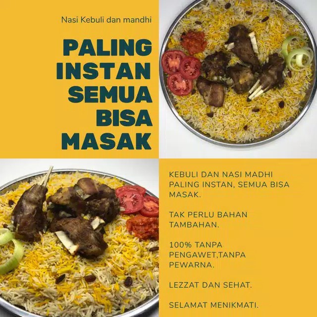 Beras Basmati Nasi Kebuli/Mandhi Lezzat Instan Komplit dengan Bumbu Basah Kemasan besar 400gr