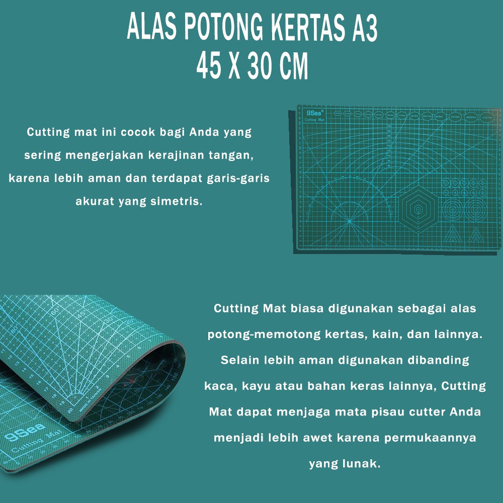 

Taffware Alas potong kertas Work Cutting Mat Pad A3 45 x 30cm - Green