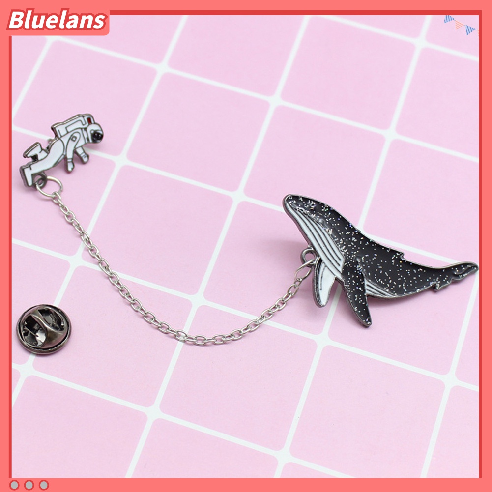 Bluelans Bros Pin Enamel Bentuk Astronot Whale Untuk Unisex