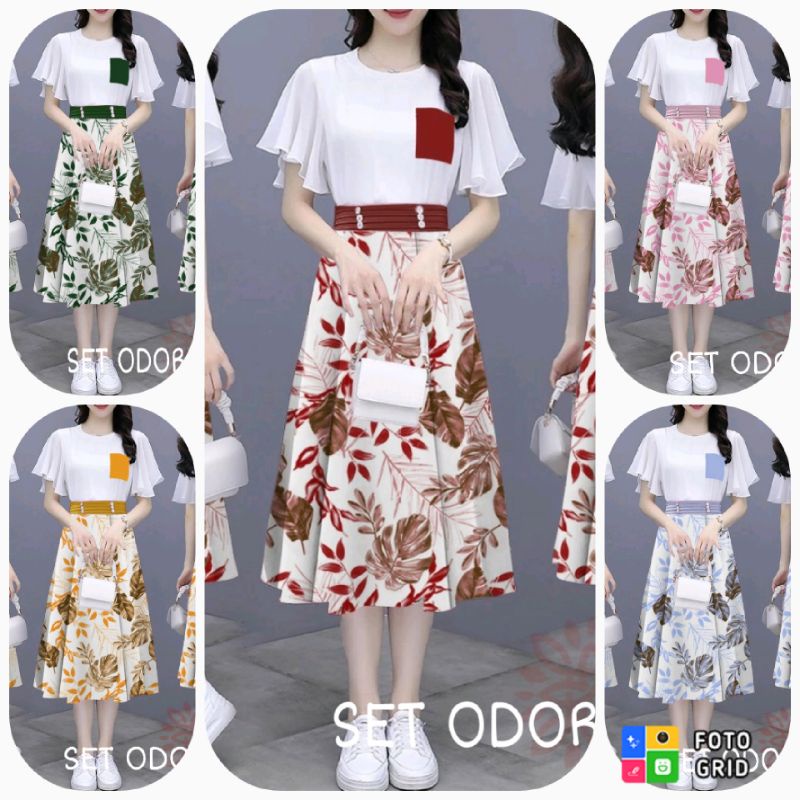 Baju setelan Rok wanita dewasa Es set Odora Set Rok wanita Import model kekinian terbaru 2021