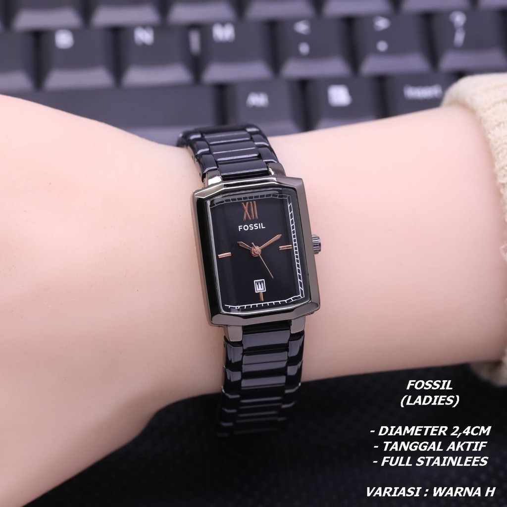 JAM TANGAN WANITA FASHION RANTAI SEGI TANGGAL AKTIF