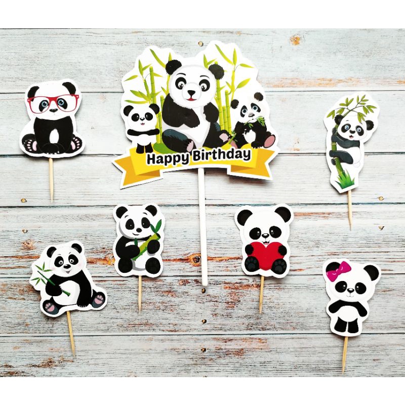 cake topper toper kue nasi tumpeng puding happy birthday ulang tahun karakter panda