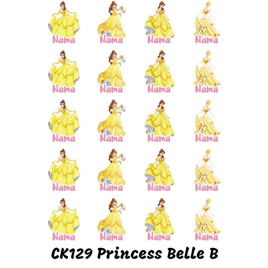 

Sticker Nama Cutting Label Waterproof Tahan Air Princess Belle B CK129