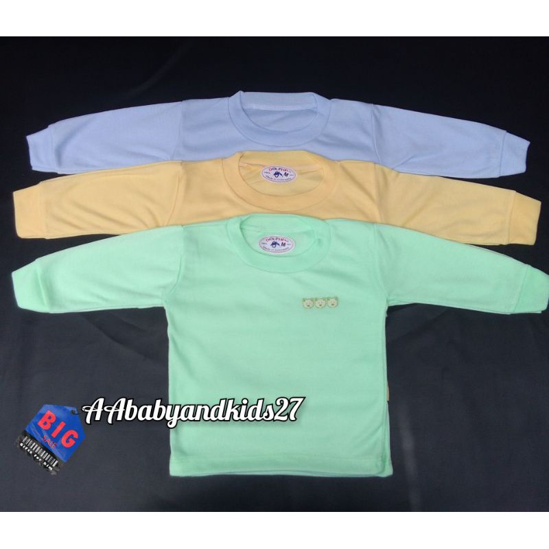 Dolphin 3PC Kaos Oblong Bayi Lengan Panjang Bahan Adem dan Nyaman Ukuran M L XL