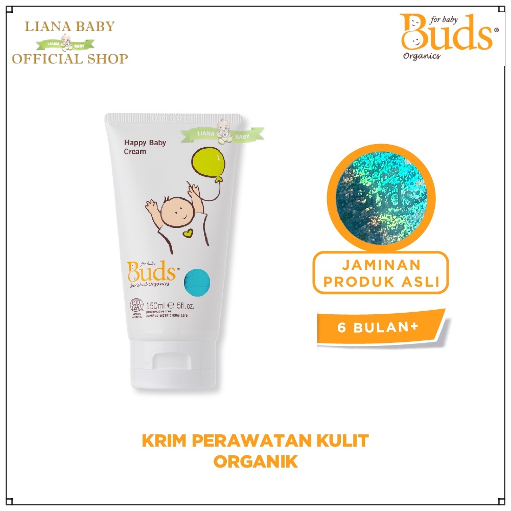 BUDS ORGANICS HAPPY BABY CREAM 150ML LOTION ATAU KRIM PERAWATAN KULIT BAYI