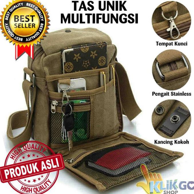 Tas Unik Multifungsi Pria Kecil Tas Bahu Selempang Bahan Kanvas Terupdate