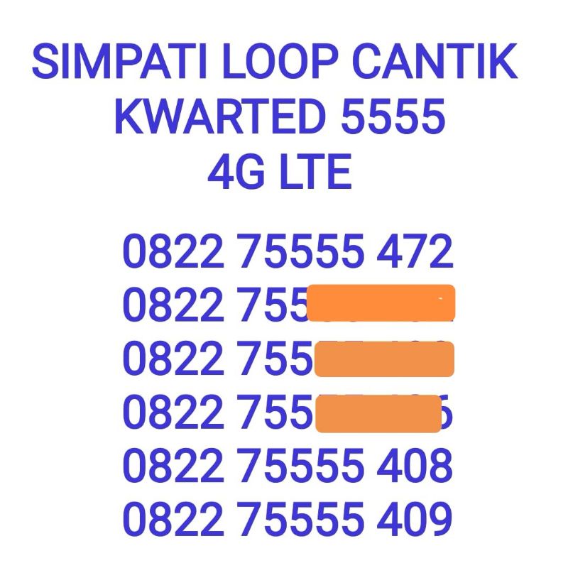 Promo simpati cantik seri loop kwarted 5555