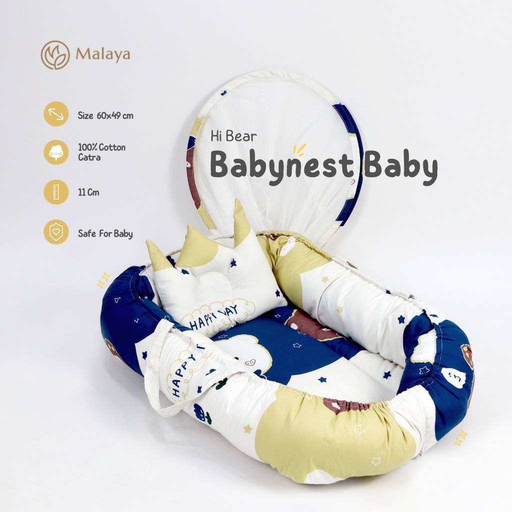 BABYNEST SET KELAMBU / KASUR BAYI KELAMBU / ALAS TIDUR BAYI SET / BABYNEST BOAT SET KATUN /  TEMPAT TIDUR BAYI KELAMBU / KASUR BAYI PREMIUM MALAYA BABY