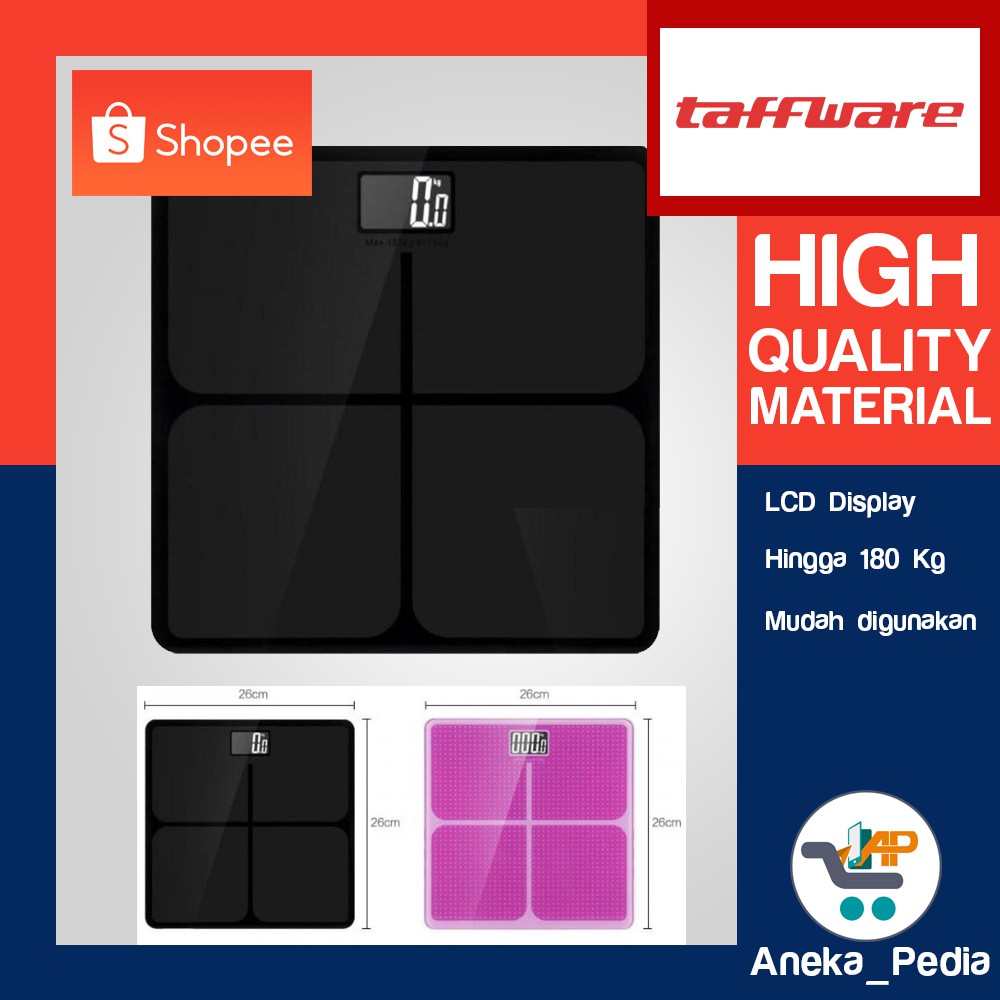 SIMPEL DAN ELEGAN DENGAN BEBAN HINGGA 180 KG Timbangan Badan Digital Elektronik Tempered Glass Kokoh