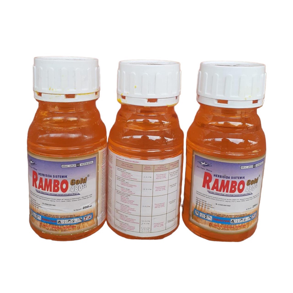 RAMBO GOLD 250 ml Herbisida Pembasmi Rumput sampai akar Dosis Tinggi Cap Kapal Terbang