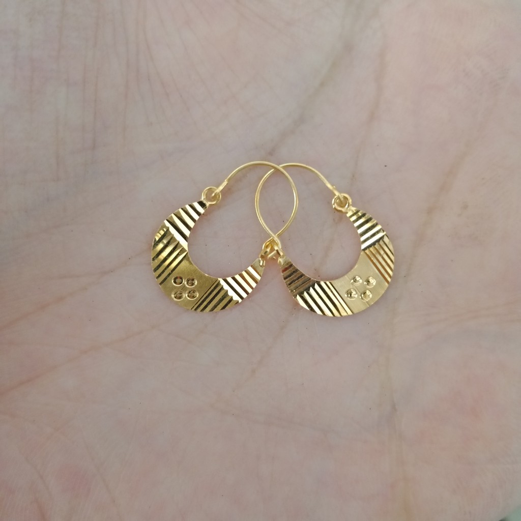 anting anak dan dewasa emas asli kadar 700 70% 16k 22 gold tanpa permata bulan unik cantik terlaris elegan