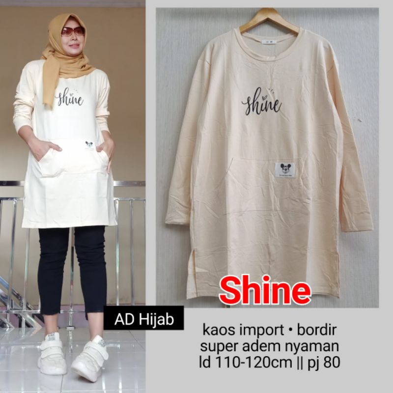 BAJU ATASAN WANITA JUMBO BIG SIZE KAOS LD 110-120 // SHINE TUNIK BY AD HIJAB FASHION HQ