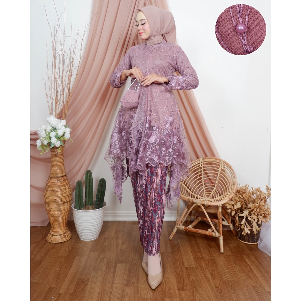 Permata Olshop / Kebaya Tunik Mauri JN / Kebaya Brukat Wisuda / Kebaya Busui Modern