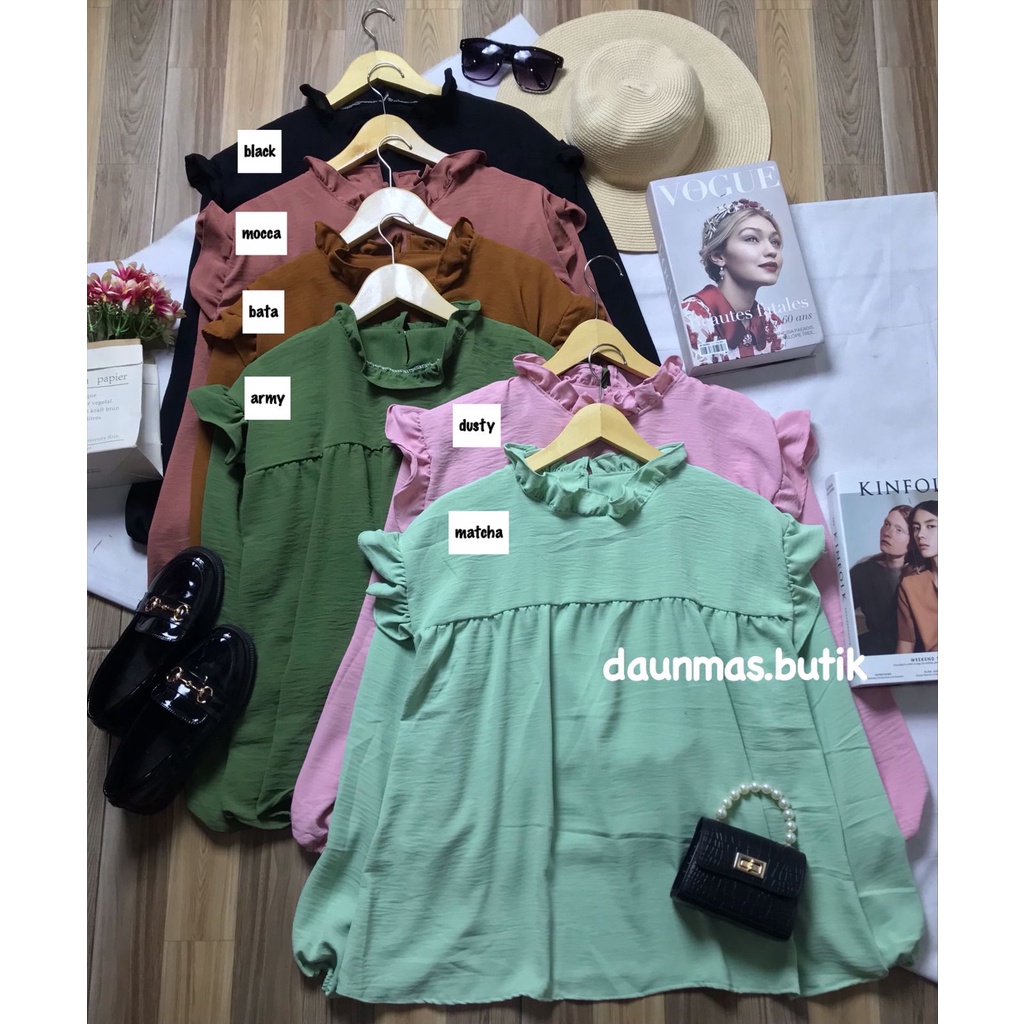 1KG MUAT 5PCS | MOANA BLOUSE RUFFLE AIRFLOW CRINCLE HITS OOTD SELEBGRAM FASHION GROSIR WANITA