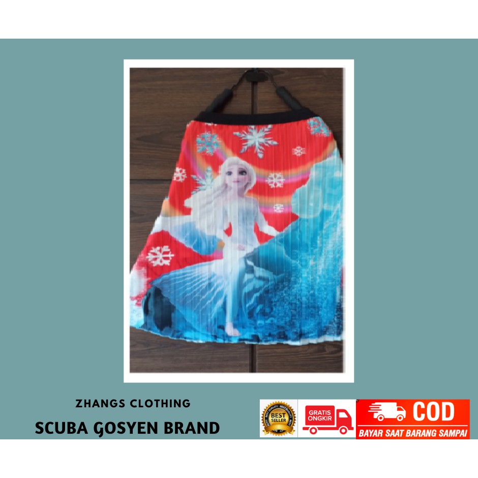 Rok Plisket Anak Scuba Gosyen Frozen