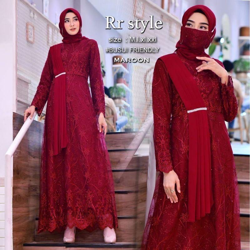 Diskon35% gamis selendang modern by RASAQI KEBAYA/gamis pesta/gamis wanita terbaru/gamis wisuda/