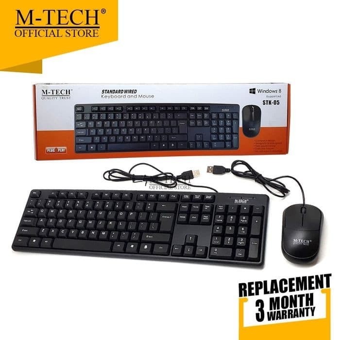 Paket Keyboard Mouse Usb M-Tech Stk-05 wired Standard Mtech Stk 05