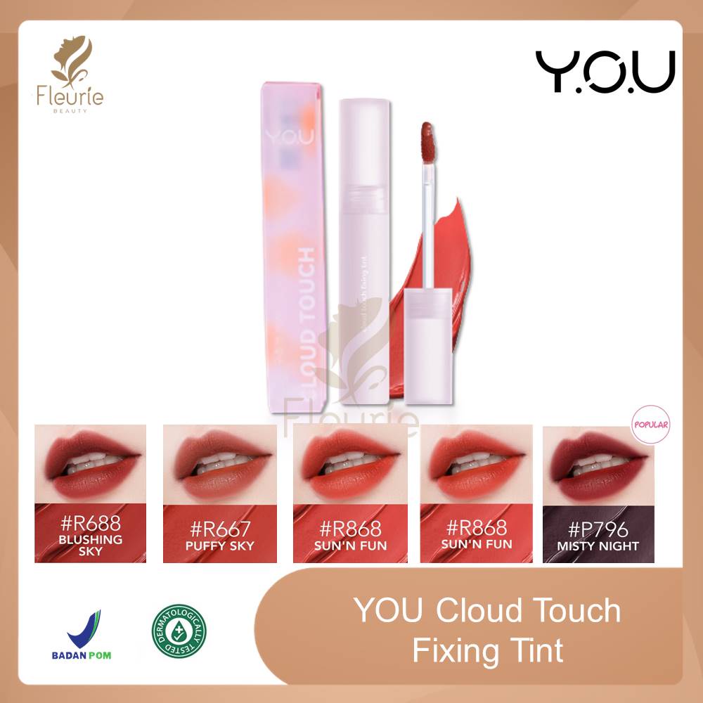 YOU Cloud Touch Fixing Tint - Lip Tint Smooth Matte Finish Original BPOM