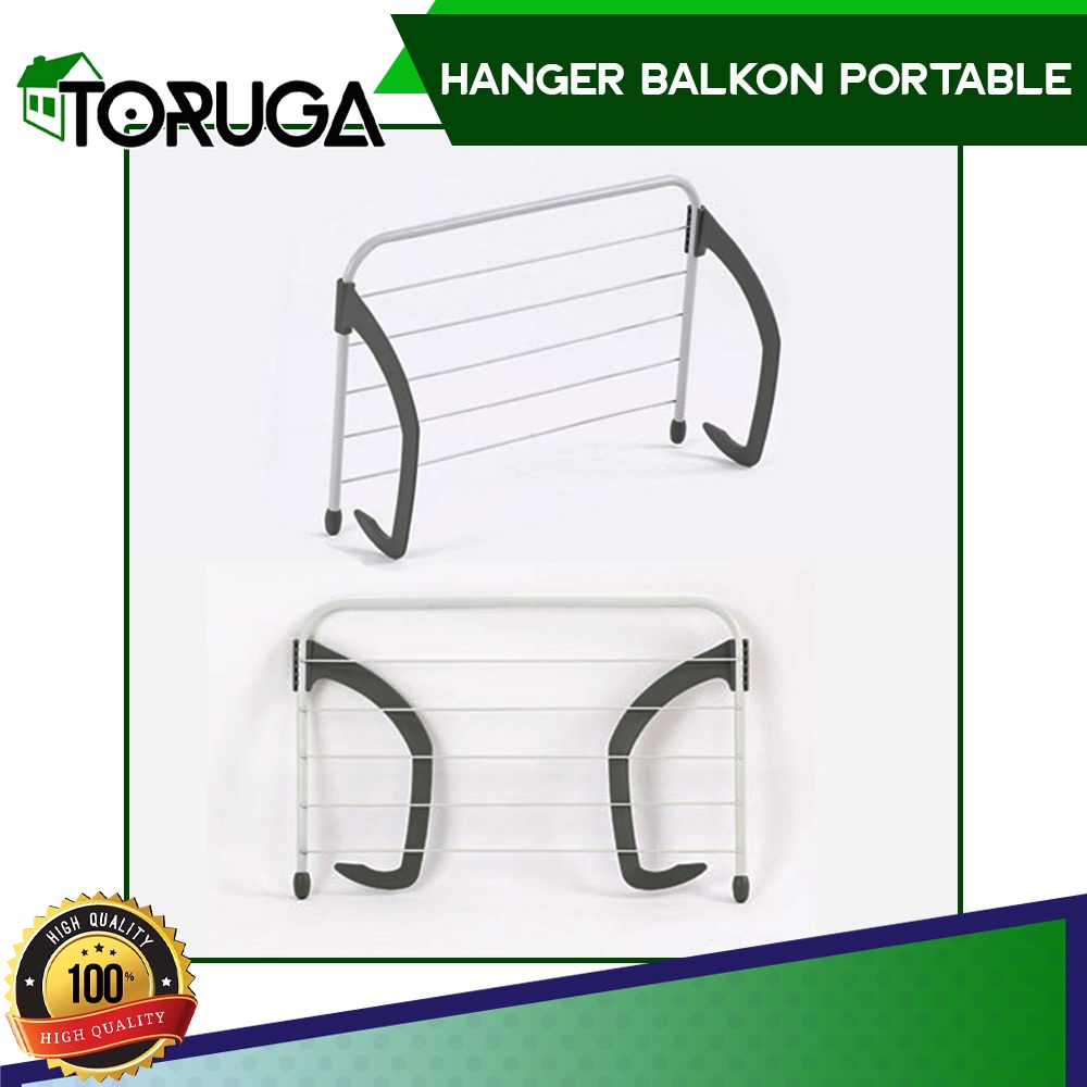 Hanger Balkon Lipat Gantungan Jemuran Apartemen Portable Foldable Praktis Serbaguna