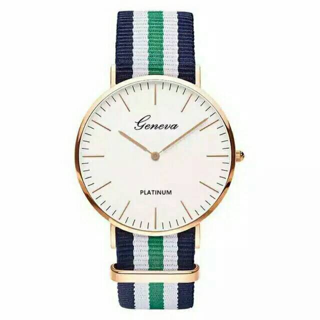Jam tangan pria wanita geneva tali canvas GI-13