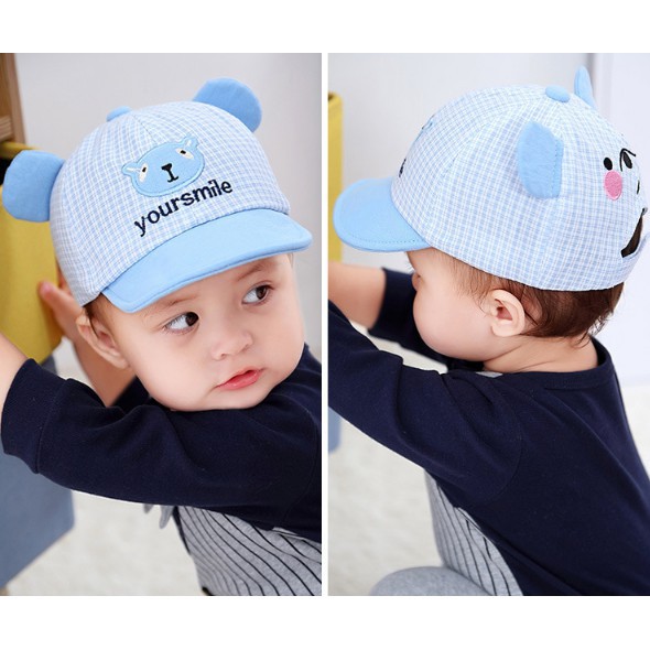 IMPORT TOPI ANAK Your Smile / TOPI BERUANG kotak kotak Import