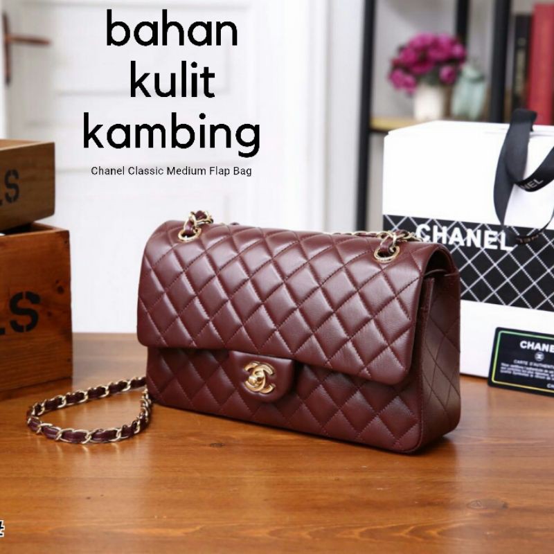 TAS IMPORT WANITA BRANDED PREMIUM NCLUDE BOX CHANEL SMALL FLAP BAG SMOOTH LEATHER