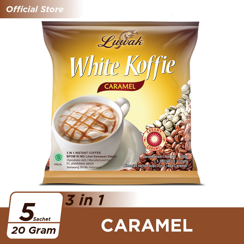 Promo Harga Luwak White Koffie Caramel per 5 sachet 20 gr - Shopee