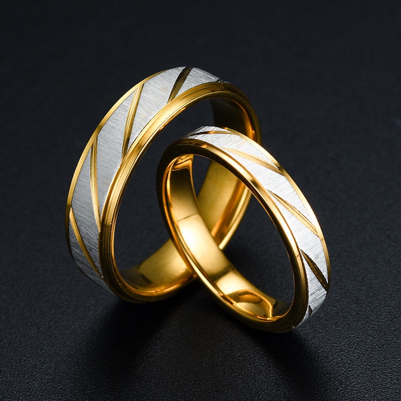 [Fashion Simple Gold  Wave Pattern Titanium Steel Couple Rings] [ Trendy Lovers Engagement Wedding Promise Rings][Lovely Gifts For Girl Friends BoyFriends ][Popular Couple Jewelry Accessories]