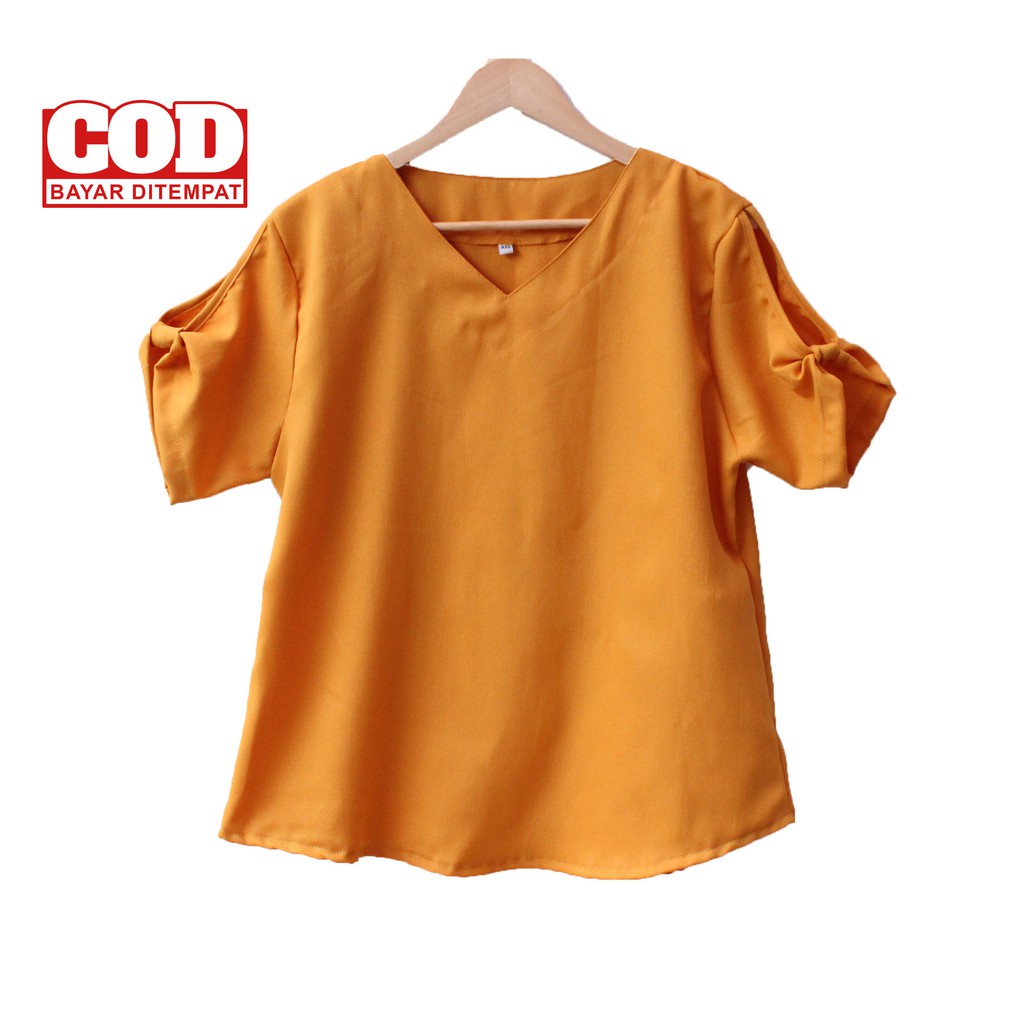 Real Pict - Atasan Jumbo / blus wanita / blouse jumbo Evi Polos size M , L dan XXL ( Real Pict )-4