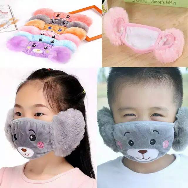 Masker Kain Bermotif Masker Penutup Mulut Telinga Anak Earmuff Masker Masker Penutup Mulut Anti Debu