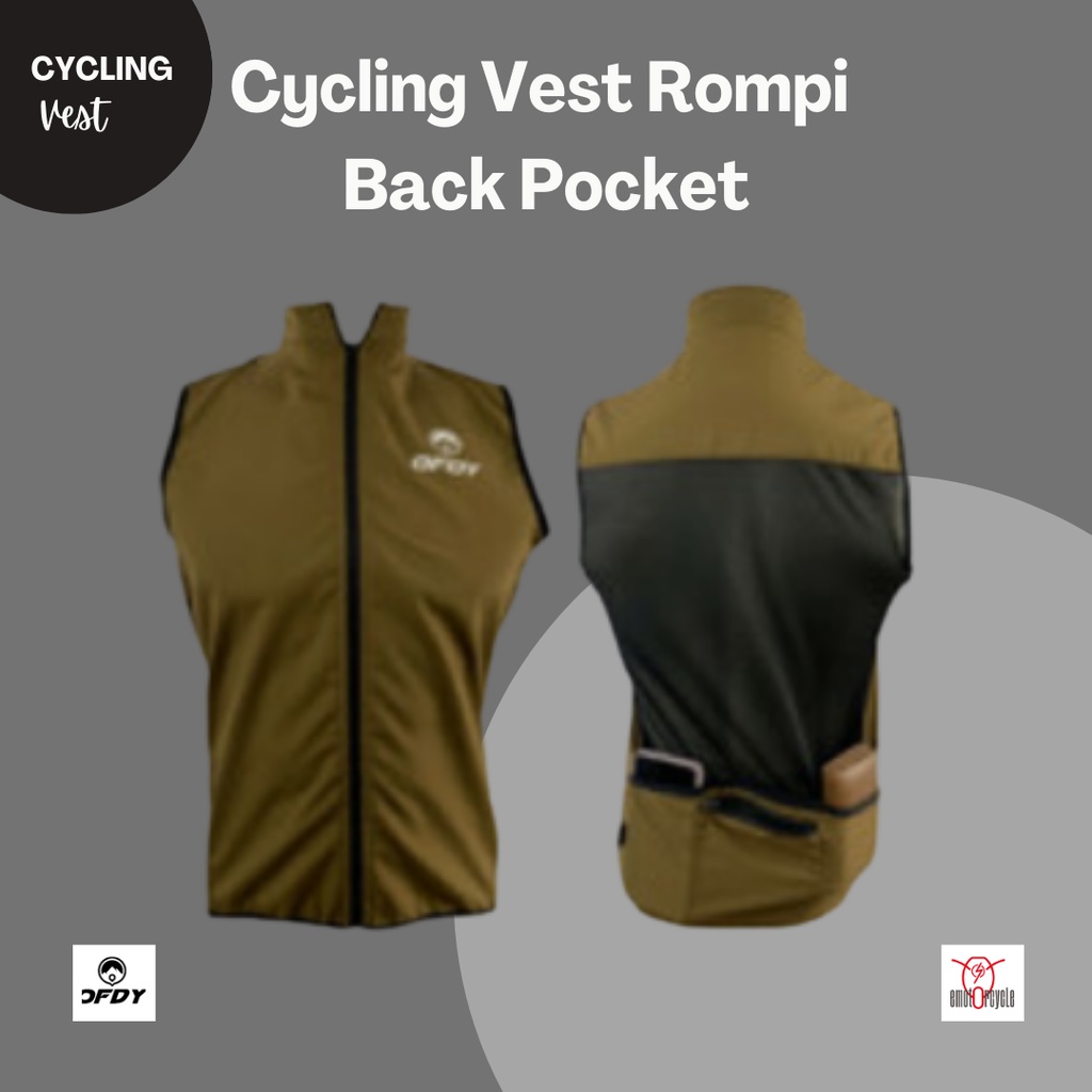 Ofdy Cycling Vest Rompi Sepeda Gowes Back Pocket Bahan Despo Premium -