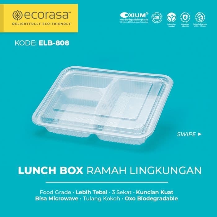 Container Thinwall / Kotak Makan Ecorasa ELB-808 (Oxium)