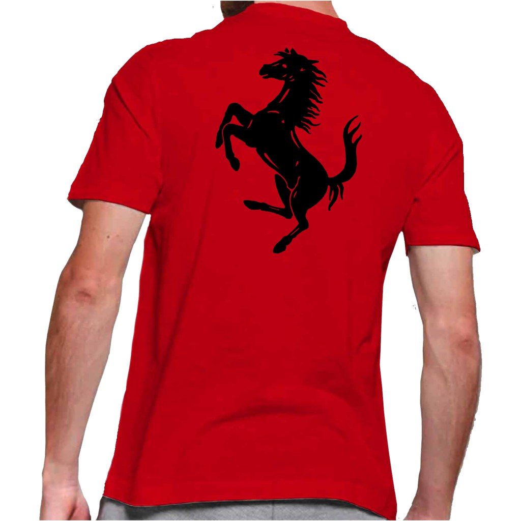 Baju Kaos Pria / Wanita T-Shirt Distro Atasan Ferrari Gambar Delapan Belakang