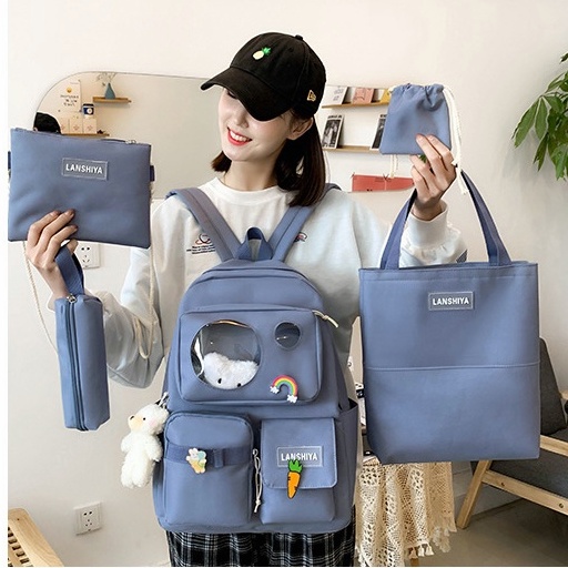 Tas Molly TAS RANSEL KOREA IMPORT TERBARU TAS RANSEL 5IN1 TERLARIS（2 boneka）