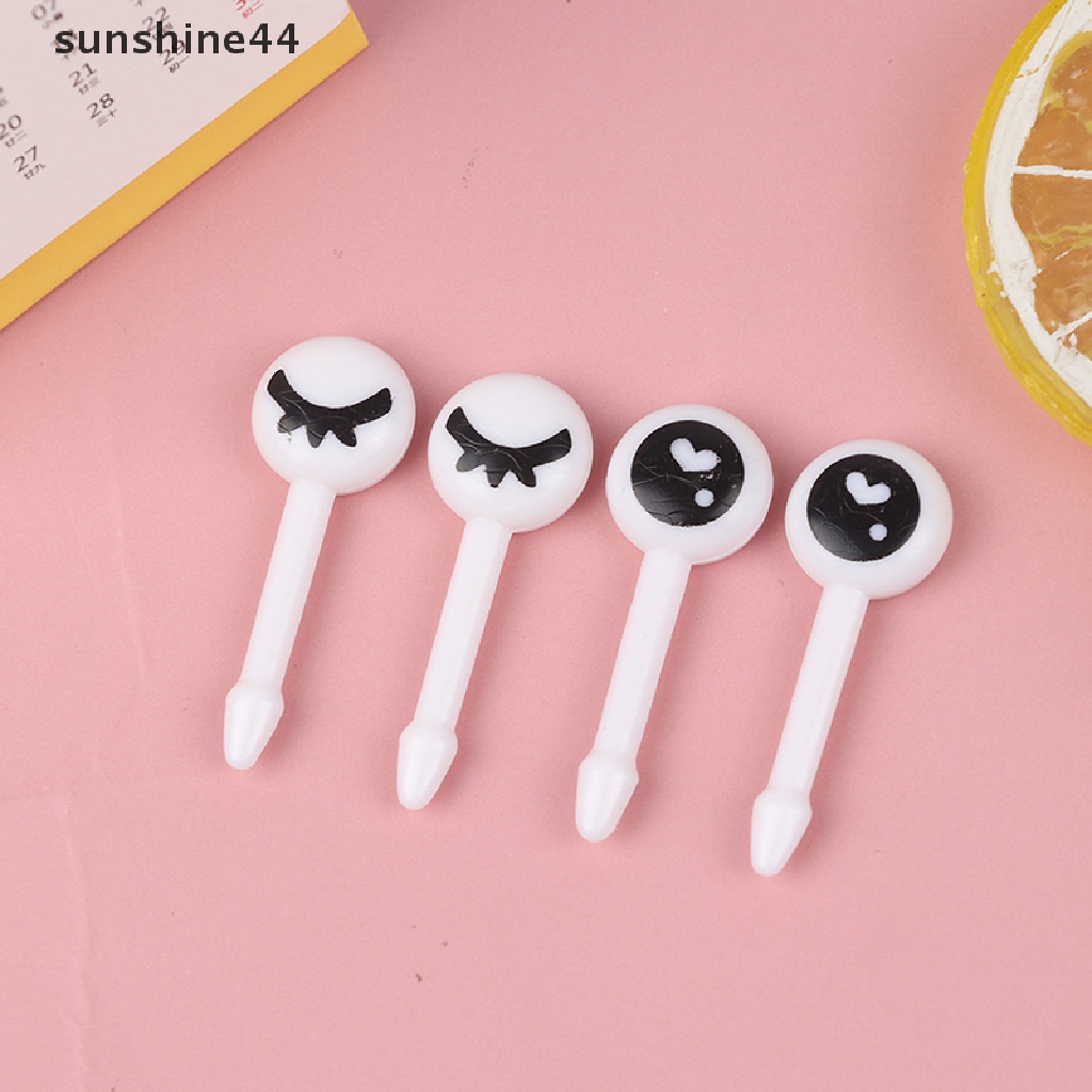 Sunshine 10PCs / Lot Tusuk Gigi Buah Mini Bahan Plastik Bentuk Mata Lucu