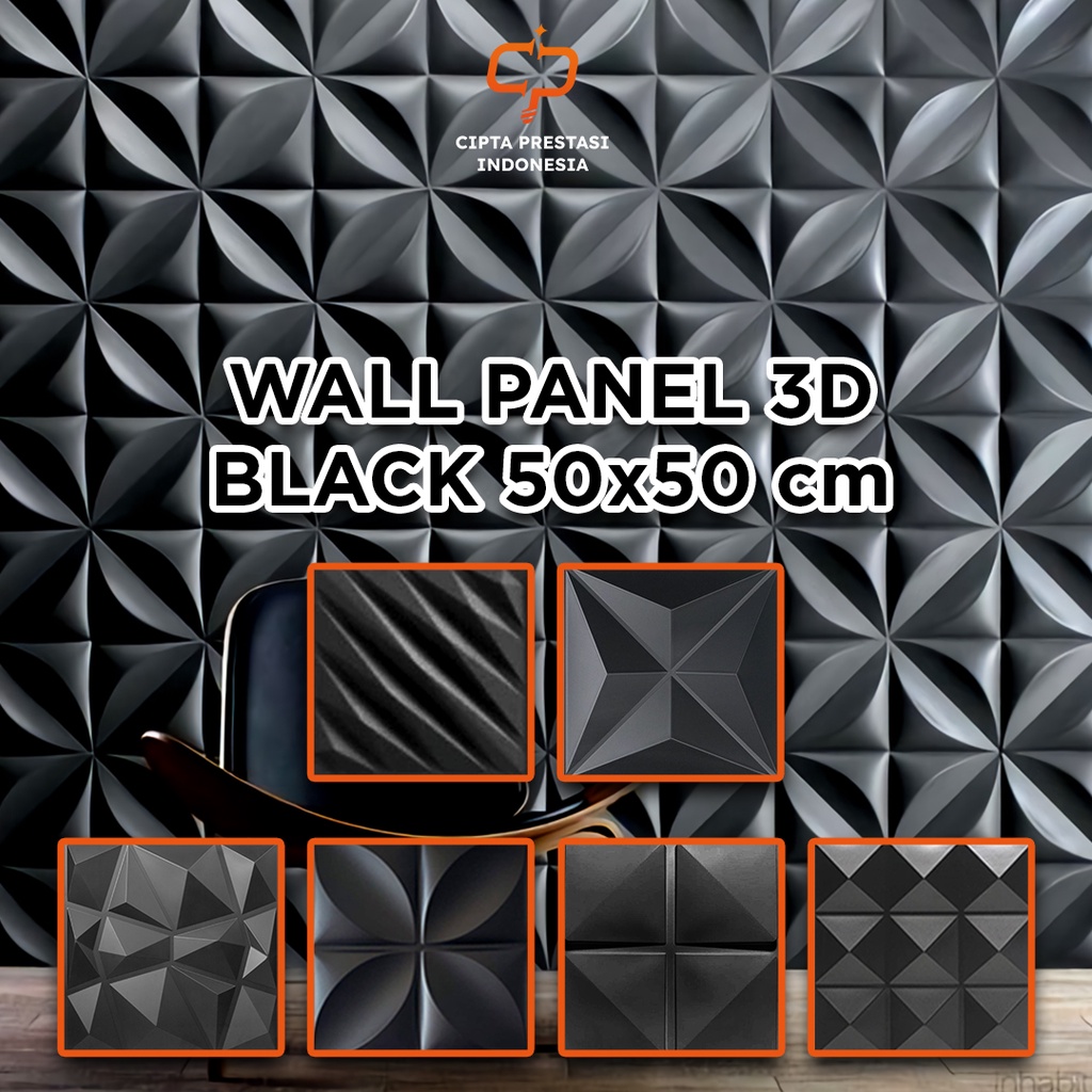 Jual Wall Panel 3D PVC 50x50 Wallpaper Desain Interior Rumah Black ...