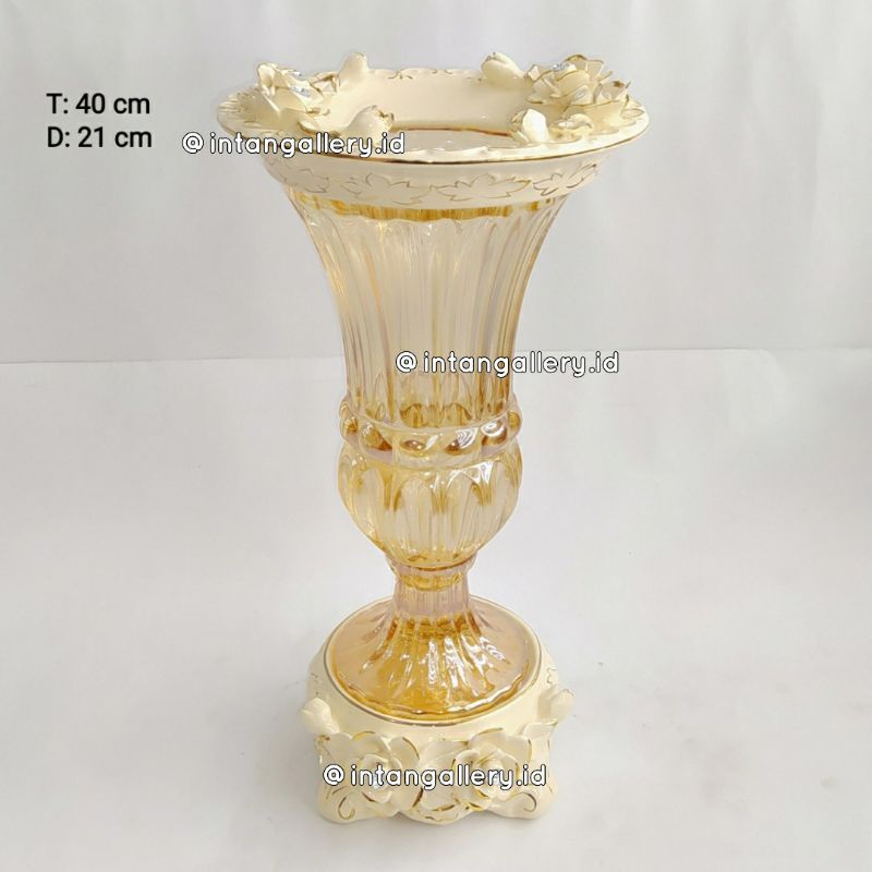 Vas Bunga Keramik Kristal Gold