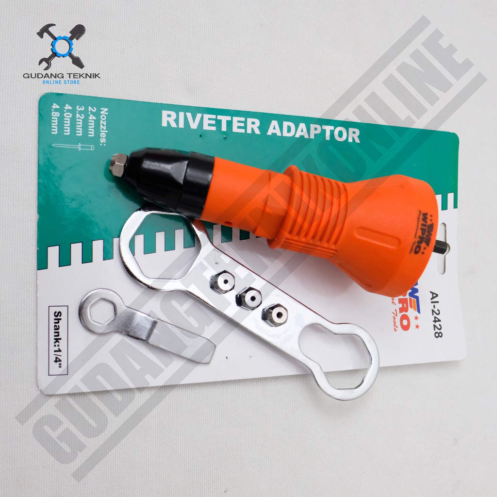 Adapter Adaptor Tang Rivet Paku Rivet WIPRO Untuk Mesin Bor Listrik Atau Cordless